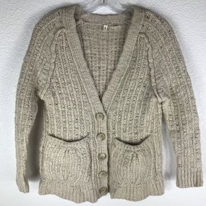Anthropologie Moth Chunky Knit Beige Cardigan